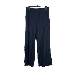 Abercrombie Fitch Womens‎ Sloane Linen Blend Wide Leg Cropped Pants Black Size S